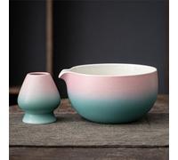 TEANAGOO Bol à Matcha en céramique japonaise avec support pour fouet,18 OZ.K11,Gradient Rose Vert,Bol à Matcha Chawan,Bol à Matcha en céramique,Bols à Thé pour Matcha,Bol à Matcha en céramique...