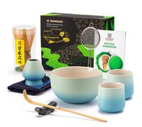TEANAGOO Fouet à Matcha 9 Pièces, Set Matcha pour Cérémonie, Kit Matcha en Céramique, Set à Thé Matcha pour Préparer Petit-Déjeuner/Latte, Cadeau pour Amateur de Matcha, Set Fouet à Matcha et Bol avec
