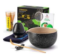TEANAGOO Matcha Kit (7 pièces) Ensemble de fouet à matcha Bol à matcha avec bec Fouet à matcha en bambou (chasen) Cuillère (chashaku) Support pour. N17