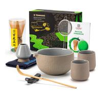 TEANAGOO Fouet à Matcha, Set Matcha en Céramique 9 Pièces, Kit Matcha pour Cérémonie, Set à Thé Matcha pour Préparer Petit-Déjeuner/Matcha Latte, Set Fouet à Matcha et Bol avec 2 Tasses à Matcha (7.2o