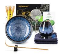 TEANAGOO Kit Matcha Set de thé matcha, set de thé japonais, bol à matcha, fouet à matcha en bambou, pelle, passoire N15