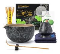 TEANAGOO Matcha Kit (7 pièces) Ensemble de fouet à matcha Bol à matcha avec bec Fouet à matcha en bambou (chasen) Cuillère (chashaku) Support pour. N17