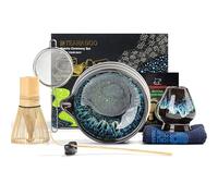 TEANAGOO Matcha Kit 7 pièces, Fouet Matcha, ensemble de thé matcha pour la préparation du petit déjeuner/latte, bol à matcha en céramique (chawan) avec bec verseur et fouet（Bec Junware Vert)