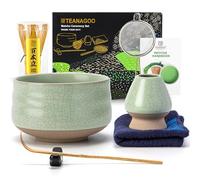 TEANAGOO Matcha Kit 7 pièces, Fouet Matcha, Matcha Ceremonie，Bol à Matcha,Support de Fouet à Matcha, Support de Fouet à Matcha,Kit Matcha Japonais Passionnés，pour les passionnés de matcha (Vert)