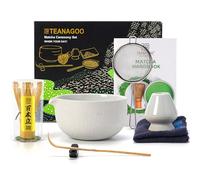 TEANAGOO Service à thé Japonais (7 pièces) Bol à Matcha avec Bec verseur Fouet à Matcha en Bambou (Chasen) Pelle (Chashaku) Porte-Fouet à Matcha Ensemble de Fouet à Matcha N3 Gris Clair…