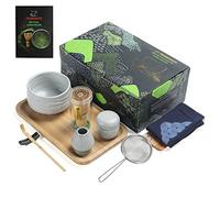 TEANAGOO Service à thé matcha, set à thé japonais, bol à matcha, fouet en bambou matcha, pelle, passoire, porte-fouet, set de fouet, set de fouet matcha O5, set de poudre de thé vert
