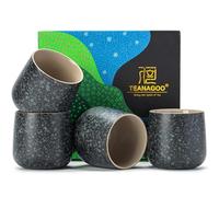 TEANAGOO Tasse à Thé Japonaise en Céramique, 7.2Oz / 205 ml, Gris Anthracite, H17, 4 Pièces/Boîte, Tasses à Thé Asiatiques Occupées