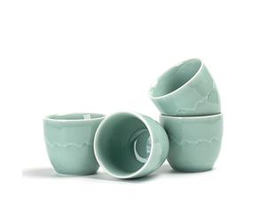 TEANAGOO Tasses à thé japonais, 180 ml, bleu céladon, 4 pièces, sans poignées, en céramique