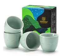 TEANAGOO Tasses à Thé Japonaises, 6.3 oz/180ml, Céladon Bleu, 4 Pièces/Boîte, Sans Anse, Céramique, Pour Thé Japonais et Asiatique, Soldes du Nouvel An, Idées Cadeaux Incontournables