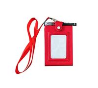 Teanea Lanière en cuir synthétique à suspendre au cou avec fente pour carte d'identité et stylo, 8,9 x 13,2 cm, rouge