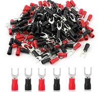 Teansic Lot de 100 connecteurs de fil de fourche isolés de type U 12-10 AWG Noir et rouge SV5.5-4 (#8 USA)