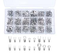 Teansic Lot de 600 cosses à sertir non isolées, 22-10 AWG en cuivre étamé - Bornes fourches - Assortiment de connecteurs de câbles électriques