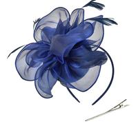 TeaParty Bandeau bibi de français avec pince à cheveux pour en organza avec fleurs Élégant bandeau d ' église Chapeau bibi pour fête
