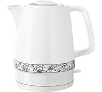 Teapot-Retro-Retro Electric Ceramic White Kettle-Retro 1,7 L Poudle en Acier Inoxydable, sans BPA, Puissance Automatique à l'eau bouillante Rapide pour Le thé, Le café, la Soupe, la Base Amovible