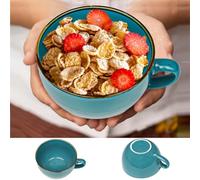 Teaque Grande Tasse à Café avec Poignée 700ml, Tasse en Céramique XXL, Tasses à Cappuccino en Porcelaine, Grand Bol à Céréales, Tasse à Thé, Bol à Salade, Bol à Soupe, Anniversaire Cadeau de Noël