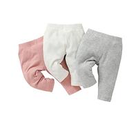 Tearfuty Lot de 3 Leggings imprimés en coton pour bébé fille - Pantalons décontractés, multicolore, 6-9 mois