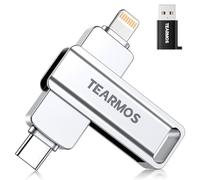 TEARMOS Clé USB 256 Go pour iPhone - Stockage de téléphone pour photos et vidéos - Compatible avec iPhone, iPad, Android, PC, Plug & Play, aucune application nécessaire (argenté)