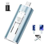 TEARMOS Clé USB externe 64 Go Bleu clair | Aucune application requise, connecteur USB-C/USB-L intégré, stocke plus de photos et de vidéos, compatible avec iPhone