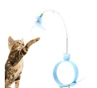 Teaser à plumes de chat - Jouet relaxant pour chat - Baguette pour chat avec plume - Collier à ressort en caoutchouc et fil d'acier - Jouet réglable pour chat - Artefact - Printemps - Pour l'intérieur
