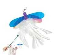 Teaser pour chat avec plumes, teaser pour chat libellule, tige de jouet interactive pour chatons pour animaux de compagnie Remplacement du jouet pour chat