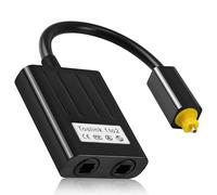 teasteam Répartiteur Cable Fibre Optique Audio,1 Entre 2 Sorties 0.25M Adaptateur Toslink Diviseur de Câble pour Barre, TV, DVD, Amplificateur, Barre De Son (Noir)