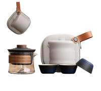 Teatsy Teapot, Teatsy Vortex - Heat-Resistant Glass Teapot With Rotating Strainer, Portable Tea Maker for Home, Office, Camping (Black-Blue)