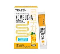 TEAZEN - Kombucha Citron Yuzu - Thé instantané KORÉEN au yuzu avec probiotiques - 10 sachets - Sans sucre, végétalien, faible en calories - Préparation pour boisson Coréenne avec prébiotiques