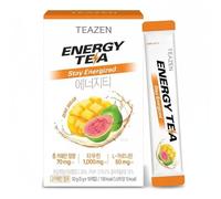TEAZEN - Pack 10 Sachets Boisson Énergisante Naturelle - Guarana Thé Noir Goyave Mangue - Sans Sucre Faible en Calories - Pour Sport et Concentration - 10 x 5 g