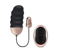 Teazers - Œuf vibrant nervuré de forme aplatie avec télécommande - Noir