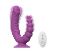 Teazers - Vibromasseur Double avec Ventouse et Télécommande - Violet