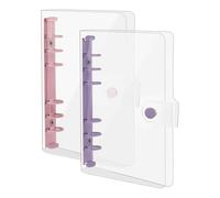 Tebbomp Lot de 2 Classeurs à 6 Anneaux en PVC Souple A6, Classeur Budgétaire Transparent, Classeur de Planification Rechargeable, Couverture de Classeur à Anneaux avec Bouton-Pression