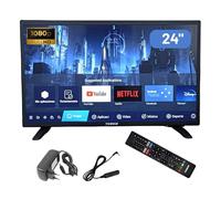 TEBER. Smart TV 24" - 12 V/24 V/230 V. Bluetooth, commande vocale, grande résolution 1920 x 1080 Full HD, DVB-S2/C/T2/T. Pour camping-cars, cuisines, chambres, camping-cars, bateaux, camions (24").