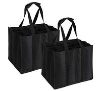 Tebery 2 pièces Lot de 12 Sacs pour Bouteilles, Poche Bouteille, Rangement Eau Vin Bière, Noir, 34x26.5x27.5cm