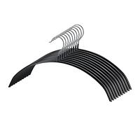 Tebery Lot de 10 Cintres en Metal, avec revêtement en Caoutchouc, Antidérapant, pour Costumes Chemises Robes Cravates, 42 cm, Noir