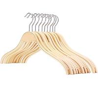 Tebery Lot de 12 Cintres en bois avec barre pour pantalon cintre pour vêtements Penderie
