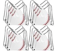 Tebery Lot de 12 sacs à dos avec cordon de serrage pour gym, sport, fête sportive, cadeaux pour enfants divers jeux de baseball, blanc, Baseball