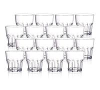 Tebery Lot de 16 gobelets en plastique acrylique de 250 ml, verres à whisky, à eau, réutilisables, empilables et incassables