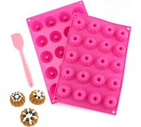 Tebery Lot de 2 mini moules à gâteaux en silicone avec 20 cavités Rose 30 x 20 x 2,2 cm