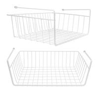 Lawei Lot de 2 Panier Suspendu boite en métal Métallique Paniers à Étagères Empilables Panier de Rangement de Cuisine boite de rangement avec en fil de fer, Blanc