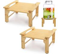 Tebery Lot de 2 supports distributeurs de boissons en bambou naturel pour la maison, les fêtes et les événements de restauration