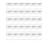 Tebery Lot de 30 mini bocaux hexagonaux en verre, avec couvercles argentés en plastisol, pour épices, miel, mise en conserve, cadeaux et travaux manuels, 45 ml