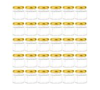 Tebery Lot de 30 mini bocaux hexagonaux en verre de avec couvercles dorés et étiquettes, pots à miel pour épices, cadeaux, cadeaux de fête de mariage, bricolage et plus encore, 45 ml