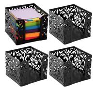 Tebery Lot de 4 distributeurs carrés en métal noir pour mémo, bloc-notes, stylos, crayons, maison, école, bureau, 10,2 x 10,2 cm
