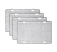 Tebery Lot de 4 grilles de refroidissement pour la cuisson, support à biscuits en acier au carbone pour la rôtisserie, le grill, la cuisson et le séchage pour gâteau/pizza/viande, passe au