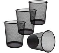 Tebery Lot de 4 Métal Corbeille à Papier, 12L corbeilles circulaires en maille pour salle de bain, cuisine, bureau