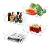 Tebery Lot de 4 paniers de rangement à suspendre sous une étagère - Paniers de rangement supplémentaires sous armoire - Paniers coulissants pour cuisine, garde-manger, bureau, bibliothèque