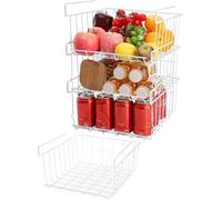 Tebery Lot de 4 paniers de rangement empilables en fil de fer pour cuisine, garde-manger, bureau, bibliothèque - 29 cm (L) x 28 cm (l) x 14 cm (H)