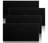 Tebery Lot de 4 tapis de bar en caoutchouc de 30 x 15 cm, tapis de séchage de service de bar noir 30,5 x 15,2 cm