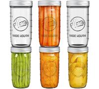 Tebery Lot de 6 Mason Jars avec couvercles, 720 ML Pots de Conserve, Bocaux en verre avec couvercles à large ouverture pour la mise en conserve, la fermentation, le marinage, la congélation