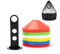 Tebery Lot de 60 Plots de marquage de pour Football d'Entraînement, Cônes Délimitation avec Support et Sac de Rangement, Cônes de Marqueur - Jaune/Bleu/Orange/Blanc/Vert